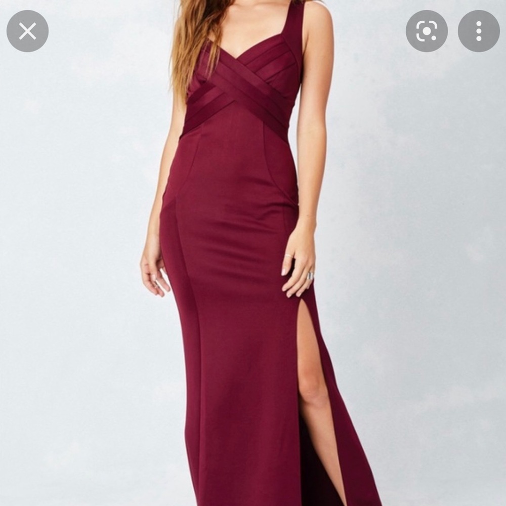 Emerald Sundae burgundy prom dress